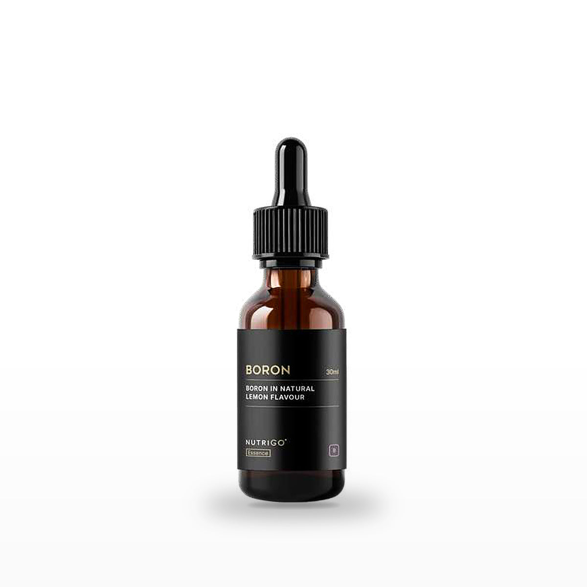 Boron Essence 30ml by NutriGO – amber dropper bottle, boron in natural lemon flavour